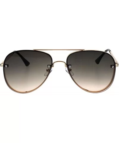 Luxury Rimless Designer Mod Metal Rim Pilots Sunglasses - Gold Beige Smoke - CG18EKAWRW0 $10.68 Rimless