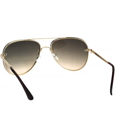 Luxury Rimless Designer Mod Metal Rim Pilots Sunglasses - Gold Beige Smoke - CG18EKAWRW0 $10.68 Rimless