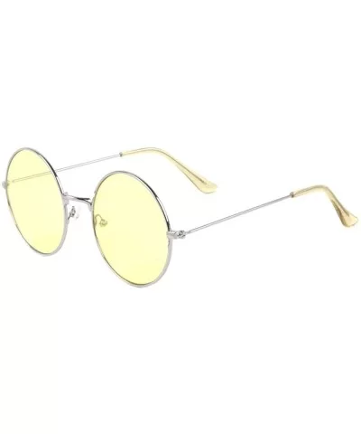 Light Color Lens Temple Ear Retro Round Sunglasses - Yellow - CR1900KDNEU $8.80 Round