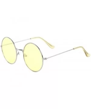 Light Color Lens Temple Ear Retro Round Sunglasses - Yellow - CR1900KDNEU $8.80 Round