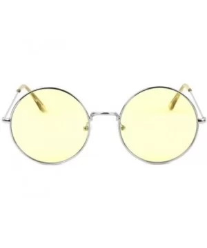 Light Color Lens Temple Ear Retro Round Sunglasses - Yellow - CR1900KDNEU $8.80 Round