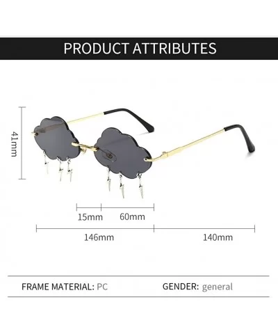 YUMIAOGLS Party Cloud Lightning Sunglasses forWomen/Men Rimless Funny Hip Hop Sun Glasses UV400 - C1 - CG1908D53ZZ $8.46 Rimless