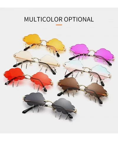 YUMIAOGLS Party Cloud Lightning Sunglasses forWomen/Men Rimless Funny Hip Hop Sun Glasses UV400 - C1 - CG1908D53ZZ $8.46 Rimless