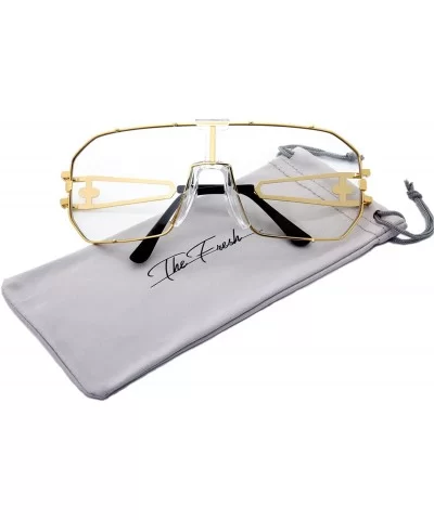 Gradient Color Single Lens Metal Wraparound Shield Sunglasses with Gift Box - 5b-gold - CX18ZN333HH $10.19 Goggle