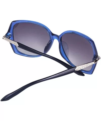 Polarized Sunlgasses Womens Mens Square Frame Mirrored Lens - Blue - CP18GY9DR34 $5.15 Oversized