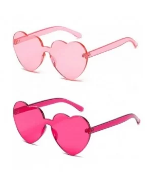 Heart Transparent Multicolor Party Favors Big Rimless Sunglasses for Women - 1pcs Hotpink + 1pcs Pink - CQ18X5OCYQG $8.81 Avi...