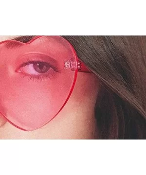 Heart Transparent Multicolor Party Favors Big Rimless Sunglasses for Women - 1pcs Hotpink + 1pcs Pink - CQ18X5OCYQG $8.81 Avi...