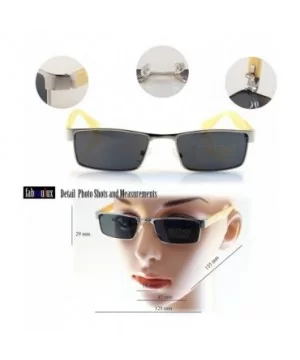 XSmall Metal Flat Top Wood Feel Temple Narrow Rectangle Sunglasses A192 - Gold Beige/ Brown Sd - CS18EHSU5Q5 $7.65 Rectangular