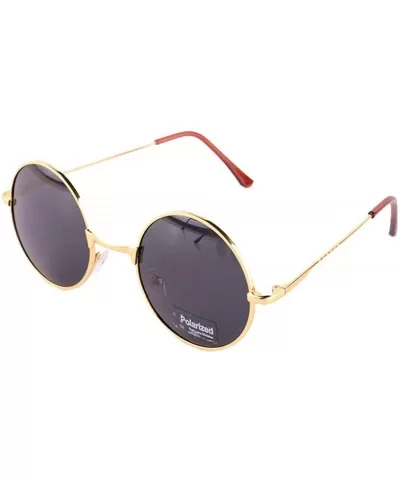 Retro Polarized Round Sunglasses for Men Vintage Shades Glasses Women Metal Farme Eyeglass - CL18R82QX79 $8.31 Goggle