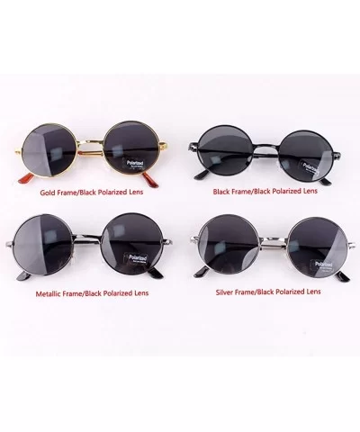 Retro Polarized Round Sunglasses for Men Vintage Shades Glasses Women Metal Farme Eyeglass - CL18R82QX79 $8.31 Goggle