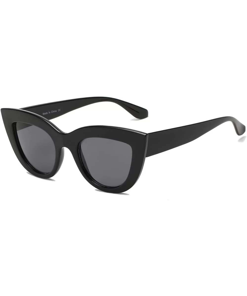 Women Retro Vintage Round Cat Eye Fashion Sunglasses - Black - CM18WU5EOOH $20.76 Goggle