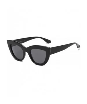 Women Retro Vintage Round Cat Eye Fashion Sunglasses - Black - CM18WU5EOOH $20.76 Goggle