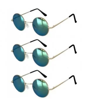 Set of 3 Pairs Round Retro Vintage Circle Sunglasses Colored Metal Frame Small model 43 mm - CX184ZS7DLN $6.37 Round