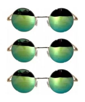 Set of 3 Pairs Round Retro Vintage Circle Sunglasses Colored Metal Frame Small model 43 mm - CX184ZS7DLN $6.37 Round