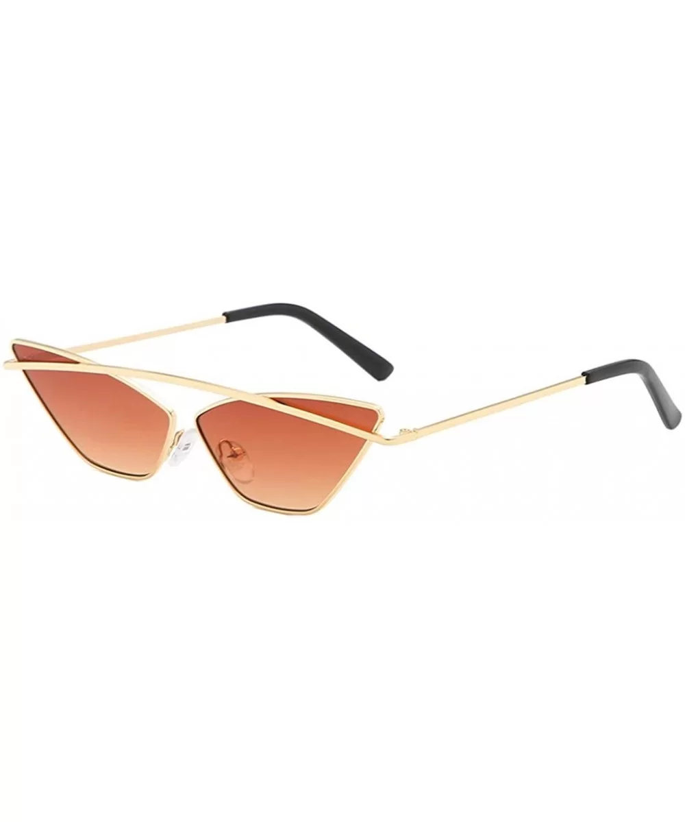 Women's Fashion Cat Eye Shade Sunglasses Girl Sunglasses Integrated Stripe Vintage Glasses - Brown - CA18UITI2ZR $7.36 Cat Eye