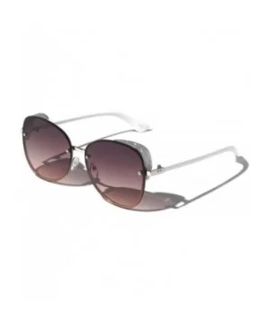 Butterfly Brow Side Glitter Shield Lens Sunglasses - White - CF1973IHLSW $12.25 Shield