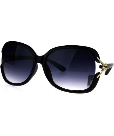 Womens Large Plastic Diva Jewel Hinge Designer Fashion Sunglasses - Black Smoke - CR1869R5MUR $9.45 Butterfly