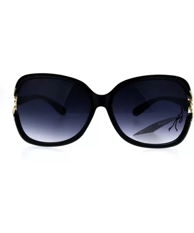 Womens Large Plastic Diva Jewel Hinge Designer Fashion Sunglasses - Black Smoke - CR1869R5MUR $9.45 Butterfly