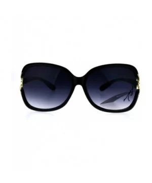 Womens Large Plastic Diva Jewel Hinge Designer Fashion Sunglasses - Black Smoke - CR1869R5MUR $9.45 Butterfly