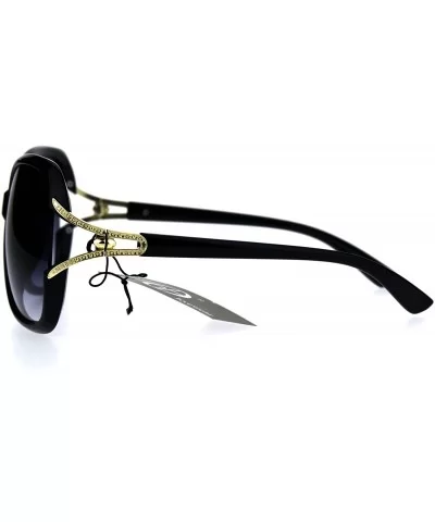 Womens Large Plastic Diva Jewel Hinge Designer Fashion Sunglasses - Black Smoke - CR1869R5MUR $9.45 Butterfly