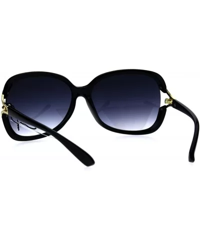 Womens Large Plastic Diva Jewel Hinge Designer Fashion Sunglasses - Black Smoke - CR1869R5MUR $9.45 Butterfly