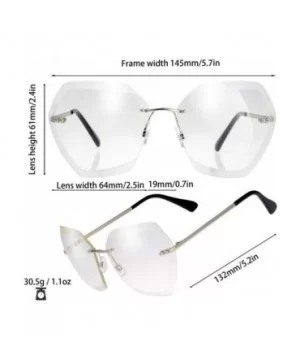 Sunglasses For Women Oversized Rimless Diamond Cutting Lens Sun Glasses - Exquisite Packaging - 965810-silver - C318AQIDUY8 $...