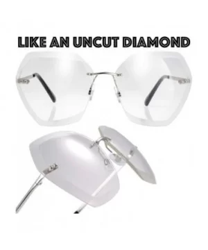 Sunglasses For Women Oversized Rimless Diamond Cutting Lens Sun Glasses - Exquisite Packaging - 965810-silver - C318AQIDUY8 $...