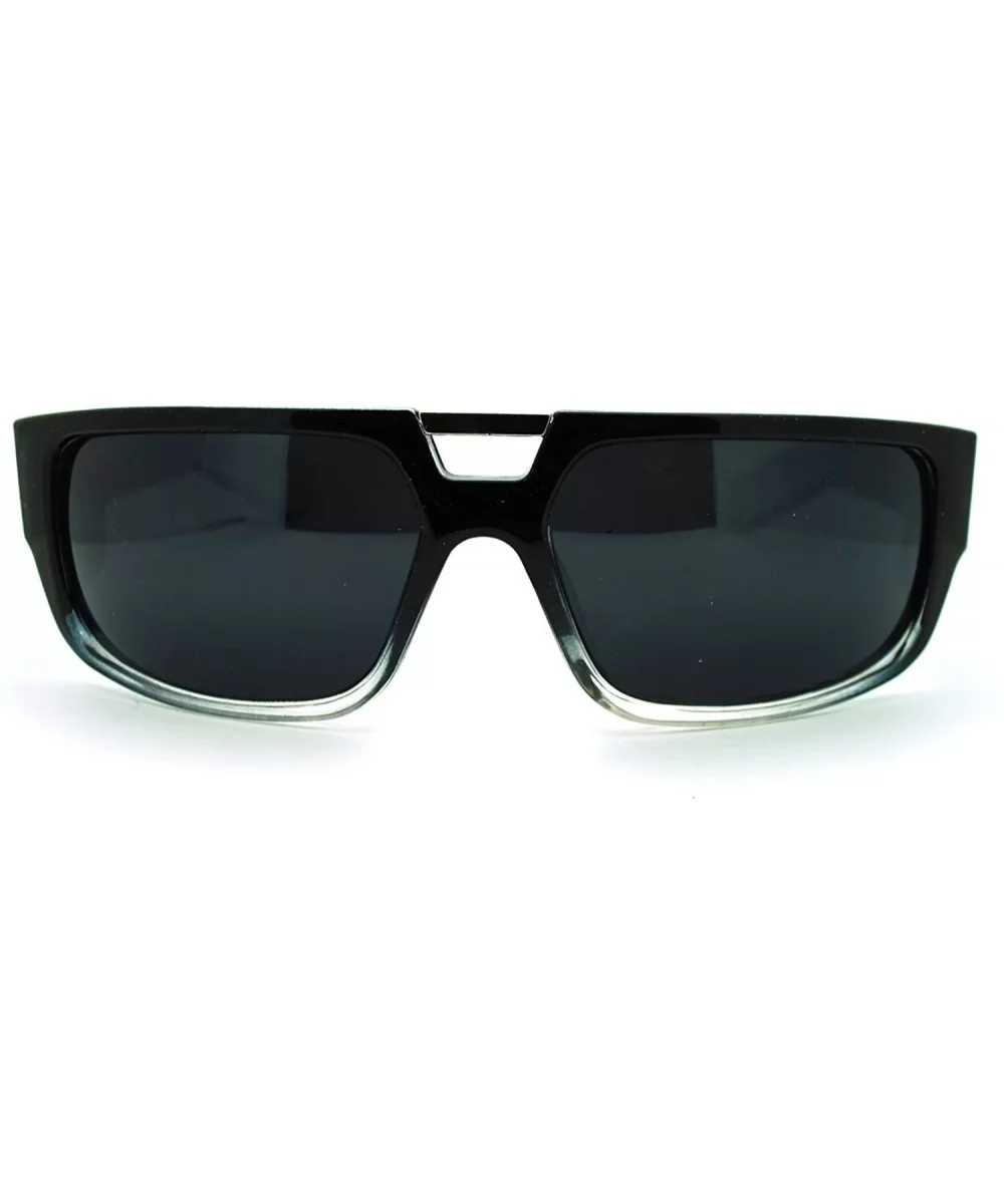 Men's Designer Fashion Sunglasses Flat Top Rectangular Cross - Black Clear - C111N4BV6CP $8.54 Rectangular