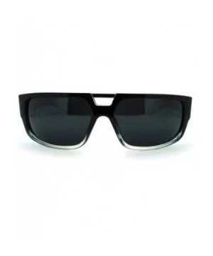 Men's Designer Fashion Sunglasses Flat Top Rectangular Cross - Black Clear - C111N4BV6CP $8.54 Rectangular