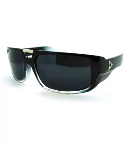 Men's Designer Fashion Sunglasses Flat Top Rectangular Cross - Black Clear - C111N4BV6CP $8.54 Rectangular