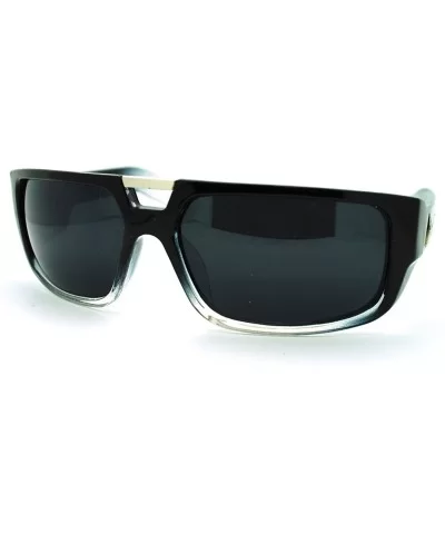 Men's Designer Fashion Sunglasses Flat Top Rectangular Cross - Black Clear - C111N4BV6CP $8.54 Rectangular