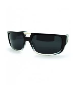 Men's Designer Fashion Sunglasses Flat Top Rectangular Cross - Black Clear - C111N4BV6CP $8.54 Rectangular