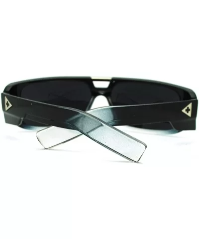 Men's Designer Fashion Sunglasses Flat Top Rectangular Cross - Black Clear - C111N4BV6CP $8.54 Rectangular