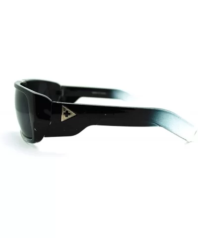 Men's Designer Fashion Sunglasses Flat Top Rectangular Cross - Black Clear - C111N4BV6CP $8.54 Rectangular