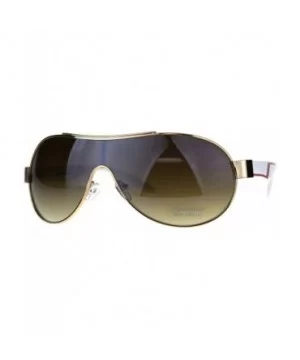 Unisex Shield Sunglasses Designer Fashion Oval Shield Style Shades UV 400 - Gold White - CI180OG54N0 $6.63 Shield