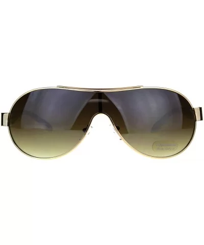 Unisex Shield Sunglasses Designer Fashion Oval Shield Style Shades UV 400 - Gold White - CI180OG54N0 $6.63 Shield