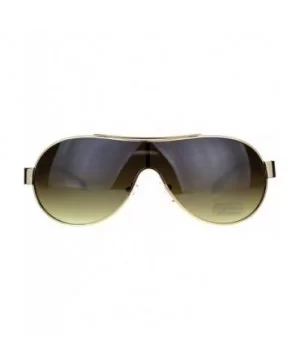 Unisex Shield Sunglasses Designer Fashion Oval Shield Style Shades UV 400 - Gold White - CI180OG54N0 $6.63 Shield