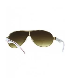 Unisex Shield Sunglasses Designer Fashion Oval Shield Style Shades UV 400 - Gold White - CI180OG54N0 $6.63 Shield