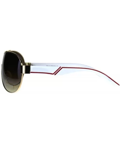 Unisex Shield Sunglasses Designer Fashion Oval Shield Style Shades UV 400 - Gold White - CI180OG54N0 $6.63 Shield