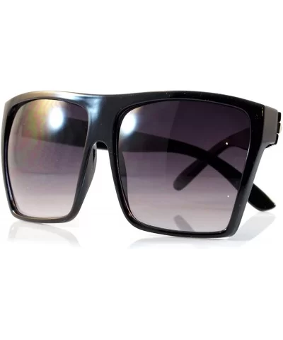 Unisex Ultimate Hip Hop Oversize Flat Top Square Sunglasses A043 - Black Silver Detail/ Black Smoke - CM1879RD8WE $9.31 Overs...