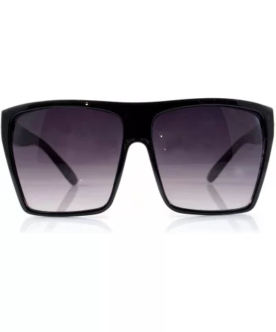 Unisex Ultimate Hip Hop Oversize Flat Top Square Sunglasses A043 - Black Silver Detail/ Black Smoke - CM1879RD8WE $9.31 Overs...