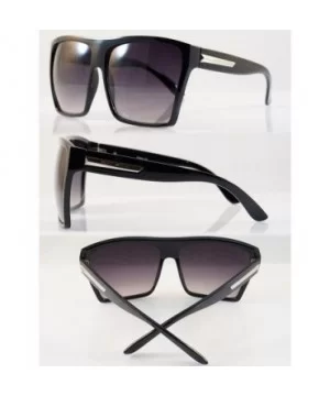 Unisex Ultimate Hip Hop Oversize Flat Top Square Sunglasses A043 - Black Silver Detail/ Black Smoke - CM1879RD8WE $9.31 Overs...