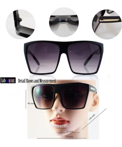 Unisex Ultimate Hip Hop Oversize Flat Top Square Sunglasses A043 - Black Silver Detail/ Black Smoke - CM1879RD8WE $9.31 Overs...