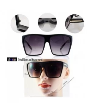 Unisex Ultimate Hip Hop Oversize Flat Top Square Sunglasses A043 - Black Silver Detail/ Black Smoke - CM1879RD8WE $9.31 Overs...