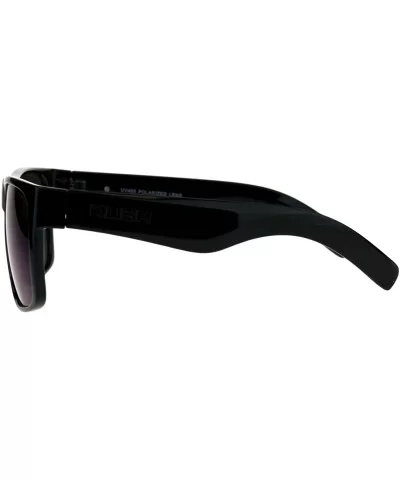 Polarized Lens Kush Sunglasses Mens Black Rectangular Frame Mirror Lens - Shiny Black (Blue Mirror) - CF18L4RLXXZ $8.84 Recta...