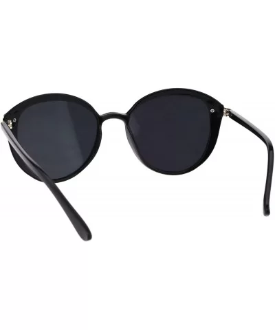 Womens Luxury Designer Fashion Mod Round Butterfly Sunglasses - Black Yellow Mirror - C518EQ09MY6 $12.03 Oversized