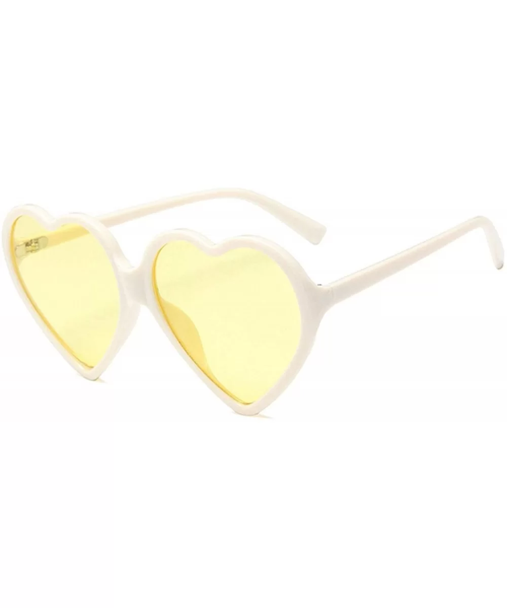 Yellow Pink Red Glasses Large Women Lady Girls Oversized Heart Shaped Retro Sunglasses Cute Love Eyewear - C02 - CR18W6I068R ...