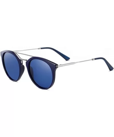 Vintage Round Frame Women Sunglasses TAC Polarized Lens UV400 Protection Outdoor Glasses - Blue - CL197ZONQD9 $10.13 Round