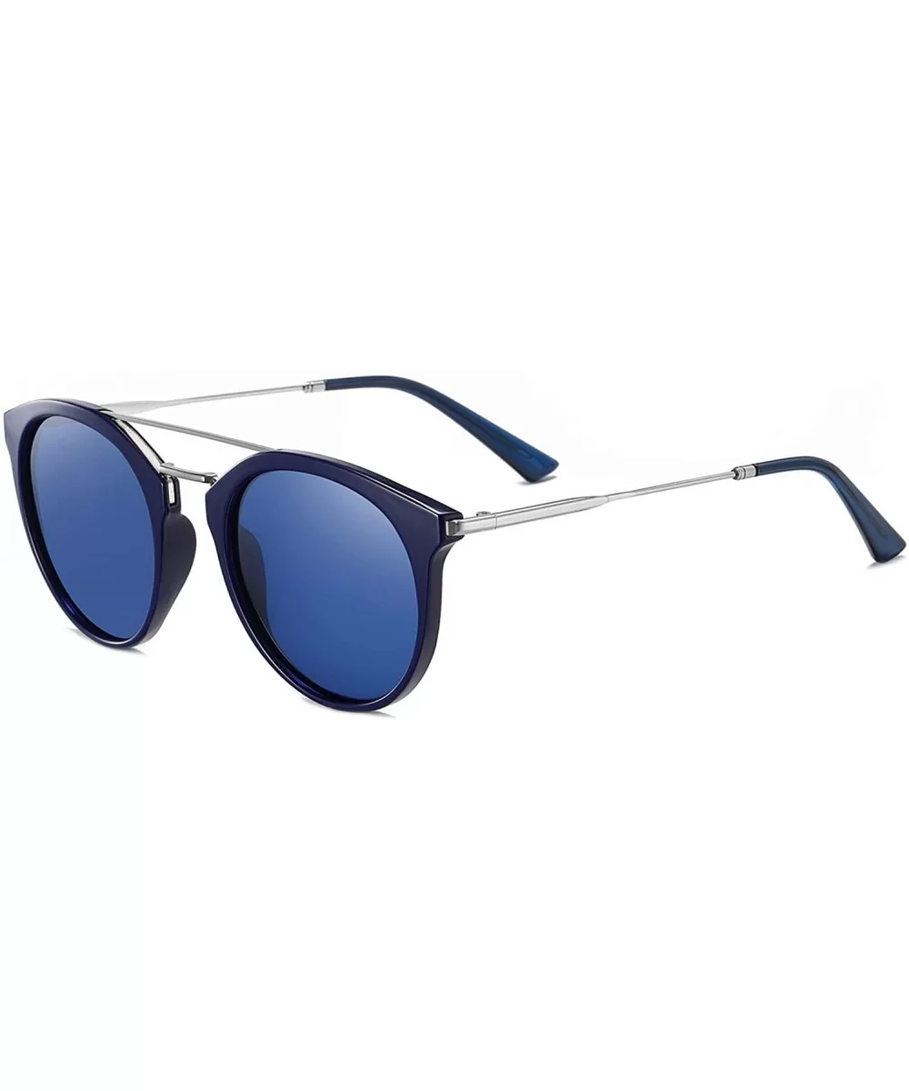 Vintage Round Frame Women Sunglasses TAC Polarized Lens UV400 Protection Outdoor Glasses - Blue - CL197ZONQD9 $10.13 Round