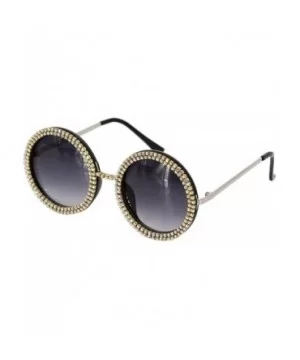 Women Shiny Diamond Crystal Sunglasses for Women Oversized Round Matal Frame - Black - CA18ZXSOW8Z $11.20 Oversized